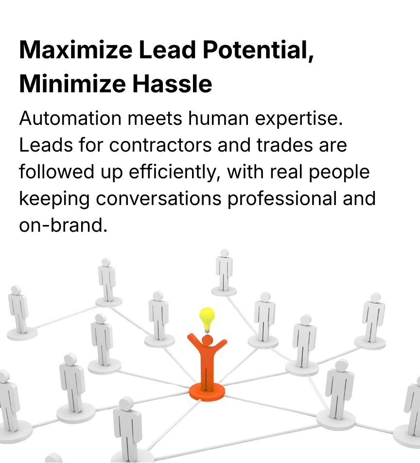Maximize Lead Potential, Minimize Hassle Lead Zap blends efficient automation with human follow‑up so leads are contacted without extra work for you. This mix keeps conversations personal, timely, and aligned with your business standards.